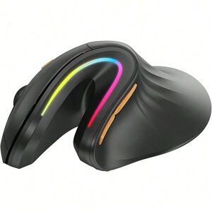 SHEIN Wireless Ergonomic Mouse Wireless Rechargeable Gamer Mouse RGB Optical Mice Adjustable DPI 3-Device Connection for Computer(Black) Black one-size