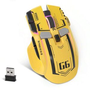 SHEIN ATTACK SHARK G6 Gaming Mouse, Wired/Wireless/Blue bud Tri Modes, 5 Adjustable DPI and 11 RGB Backlit, Rechargeable Silent Computer Gaming Mice for Windows/Android/iOS Yellow one-size
