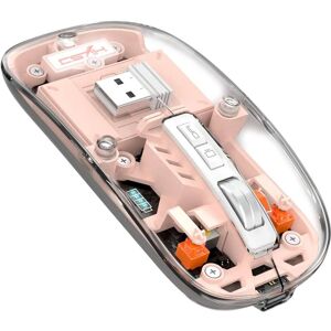 SHEIN A.JAZZ Wireless Blue Bud5.1&2.4G Mini Lightweight Mouse,Transparent Clear Cool,Rechargeable Silent Computer Mice,Nano USB C Receiver,LED Battery Magic Silm For Office/PC/Laptop/ Pink one-size