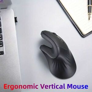 SHEIN Ergonomic Wireless Mouse, 2.4GHz Wireless Vertical Optical Mice with USB+Type-C Receiver, 6 Buttons, 1200/2400/3200 DPI, for Laptop, PC, Computer Black Black one-size