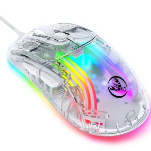 SHEIN X400 Transparent Mouse, Ultralight Wired Gaming Mouse, 13 RGB Backlit Mice, 6 Adjustable DPI 12800 Marco Program Mice, USB Optical Model Aerox Mice For Win10/Xbox/PS4/PS5/HP White one-size