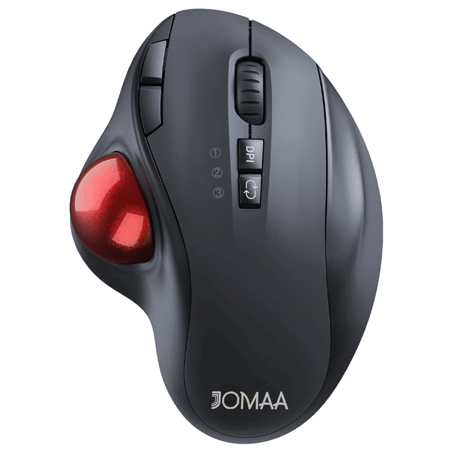 SHEIN JOMAA Wireless Red Trackball Mouse Rechargeable Gaming Mouse Ergonomic for Computer Easy Thumb Control Smooth Tracking Mice Red one-size