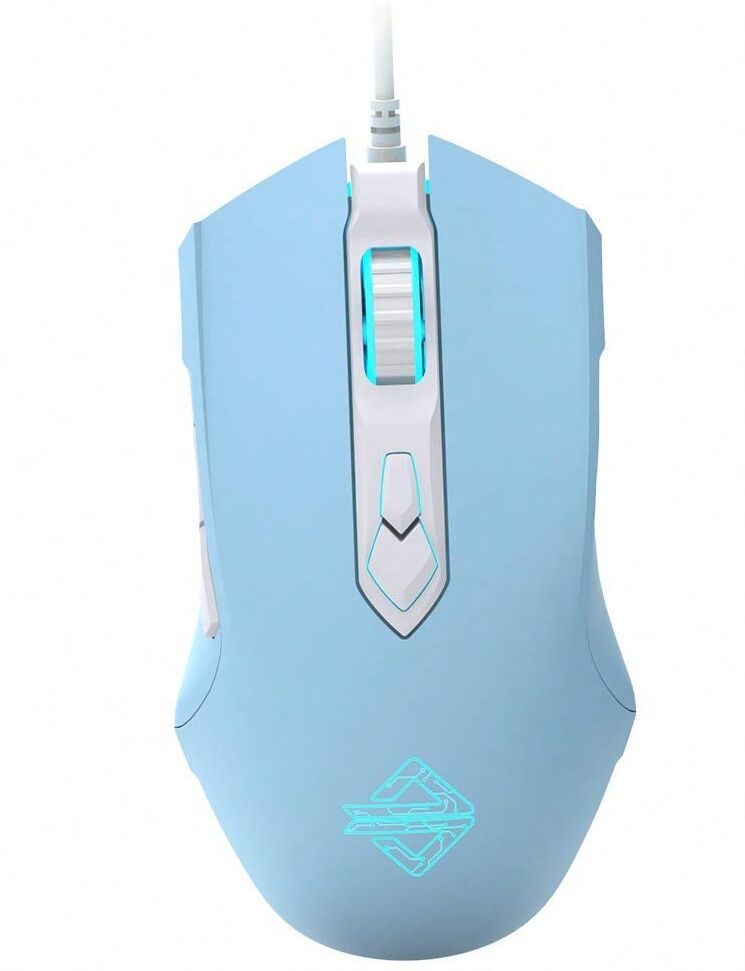 SHEIN RGB Lightweight Gaming Mouse, Programmable 7 Buttons, Ergonomic LED Backlit USB Gamer Mice Computer Laptop PC,Compatible With Windows Blue one-size