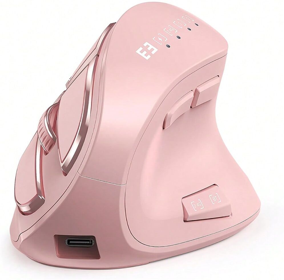 SHEIN JOMAA Ergonomic Mouse Blueooth Wireless Vertical Mouse Rechargeable Optical Mice For IPad Laptop Computer Gaming Mouse 2400 DPI Gaming Mouse(Pink) Pink one-size