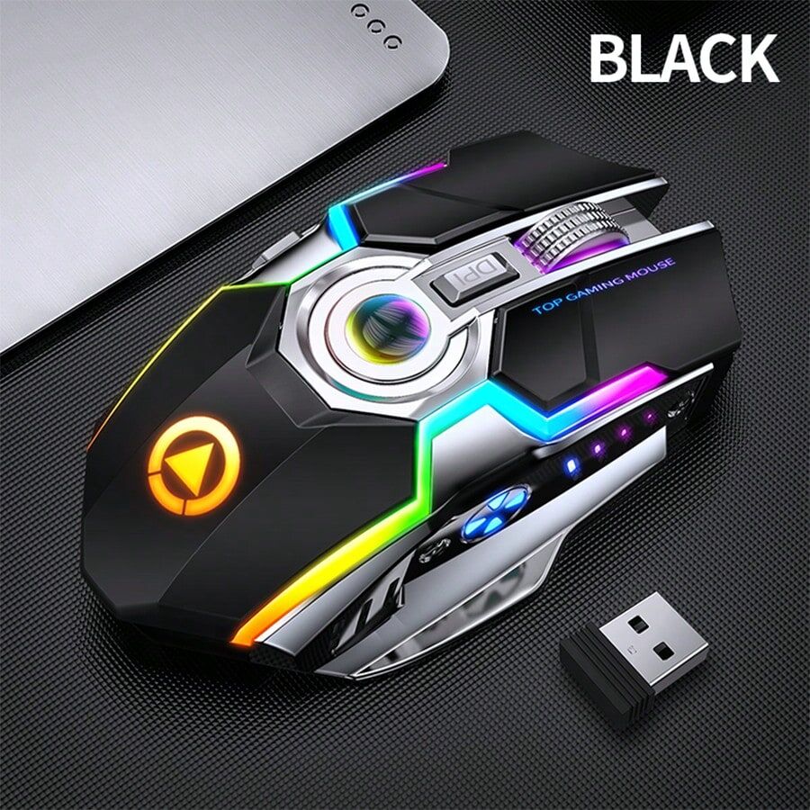 SHEIN Silent Darwing Rechargeable Wireless Mouse For Office, Gaming, Desktop Computer & Laptop (Silver) Black one-size