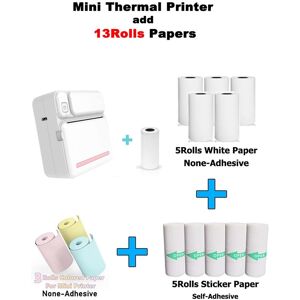 SHEIN C19 Pink Portable Mini Printer with 13Rolls Papers Thermal Label Printer Sticker Inkless HD Pocket Printers For Phone Miniprint Printing Photo Baby Pink