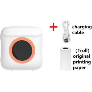 SHEIN 1pc White Portable Thermal Printer Mini Sticker Bt Wireless Inkless Label Printer Compatible With Android Ios 200dpi Diy Printing White