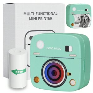 SHEIN Wireless Portable Photo Printer, Mini Sticker Printer Compatible With IOS & Android, Bluetooth Pocket Printer Printing, Instant Printing Mint Green