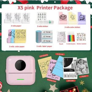 SHEIN New Mini Portable Pocket Printer For Pictures, Labels, Text, To-Do Lists, And Mistake Corrections, Thermal Print, Blue X5 Pink Printer Package