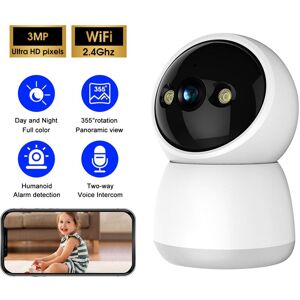 SHEIN 3MP 2.4GHZ IP WiFi Camera Surveillance Security Baby Monitor Automatic Human Tracking Cam Full Color Night Vision Indoor Video Camera White Wireless connections