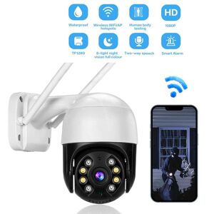 SHEIN 1pc Security PTZ Camera Outdoor,WiFi Home Surveillance Cameras, Remote Control With Phone APP For 360° View, Two Way Audio,Color Night Vision, IP66 Waterproof, Micro SD Card Storage,Human Motion Detection Black and White 1 Camera Kit