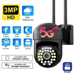 SHEIN 3MP HD 5G Wifi Camera ,Security Camera ,Outdoor Camera , IP Camera For Home Security CCTV, Two-way Voice,Mention Tracking , 5X Zoom, Color Night Vision,IP66 Outdoor Waterproof Support Alexa and Google Home Black 3MP 2.4G&5G Wireless Camera