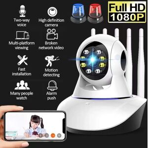 SHEIN Wifi Camera Hd Night Vision Home Security Camera Webcam Mobile Remote Monitor Camera With Two-way Audio Smart Wireless Wifi Camera 360° Rotatable Camera White White - without memory card,White-32G