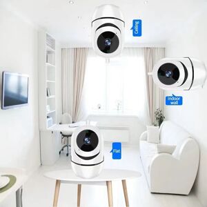 SHEIN 1pc Wifi Camera Hd Night Vision Home Security Camera With Smartphone Remote Monitoring, Two-way Talk, Smart 360 Degree Rotation White White-32G,White - without memory card