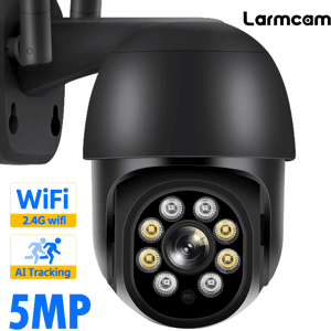 SHEIN 1pc Black Hd 5mp Wifi Surveillance Camera Outdoor Ptz 4x Zoom Auto Tracking Cctv Compatible With Alexa