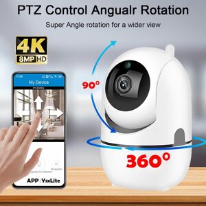 SHEIN 1080P/720P/360P WiFi IP Camera 8MP Indoor Mini PTZ Camera Video CCTV Surveillance Home Security Night Vision Ai Intelligent White 1080p-With 32GB TF Card