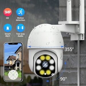 SHEIN 1 pc 5MP HD smart surveillance wifi ip camera, indoor and outdoor waterproof wireless support 360°PTZ/ two-way intercom/motion detection alarm/automatic tracking/color night vision/two-way talk White 5MP PTZ Camera