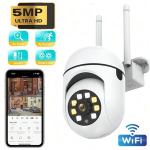 SHEIN 1080p Outdoor/Indoor Security Camera, Wireless Wifi Camera With Motion Detection, Automatic Tracking, Light Alarm, Floodlight And Night Color Vision White only camera