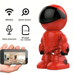 SHEIN Red Robot Wireless Wifi Indoor 360° Panoramic Hd Camera With Remote Access Via Mobile For Home Security Surveillance Black 1080P Pixels - European Power Supply - No Memory Card,1080P Pixels - US Power Supply - No Memory Card