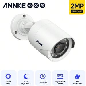 SHEIN ANNKE 1080p Add-On CCTV Camera, Hi-Resolution Home Security Camera For Surveillance System, IP66 Weatherproof Indoor Outdoor, Long Distance Night Vision White