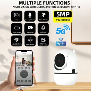 SHEIN 5MP 2MP HD 1080P,Dual-Band 2.4G+5GWIFI And 2.4GWIFI Optional Outdoor Indoor Security Camera, Wireless WIFI Camera, Automatic Tracking, Alarm And Color Night Vision, 350° View, Two-Way Audio, Motion Detection White 3MP ultra-clear 5G dual-band WIFI c