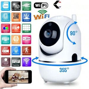 SHEIN Security HD Camera Wireless Indoor CCTV System Home Baby Pet Monitor Cam White