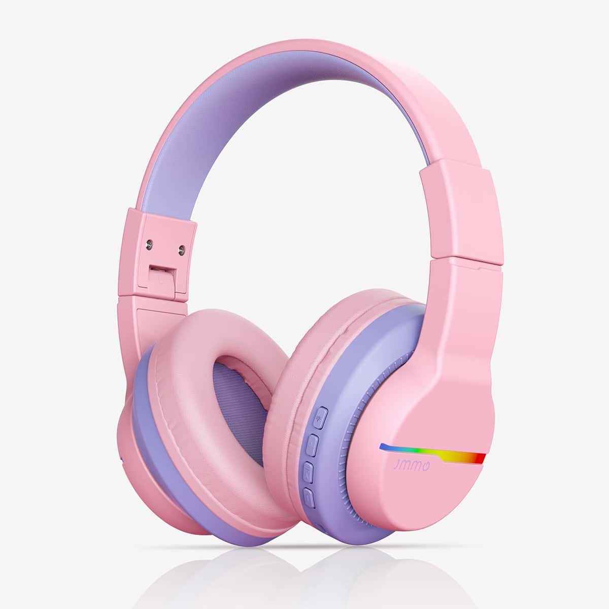 SHEIN Kids Headphones With Microphone,3 Listening Modes & Ear Shell RGB Light,15h Play Time & HD Microphone & Stereosourd Foldable & Durable For School Online Courses & Voice Calls Pink one-size