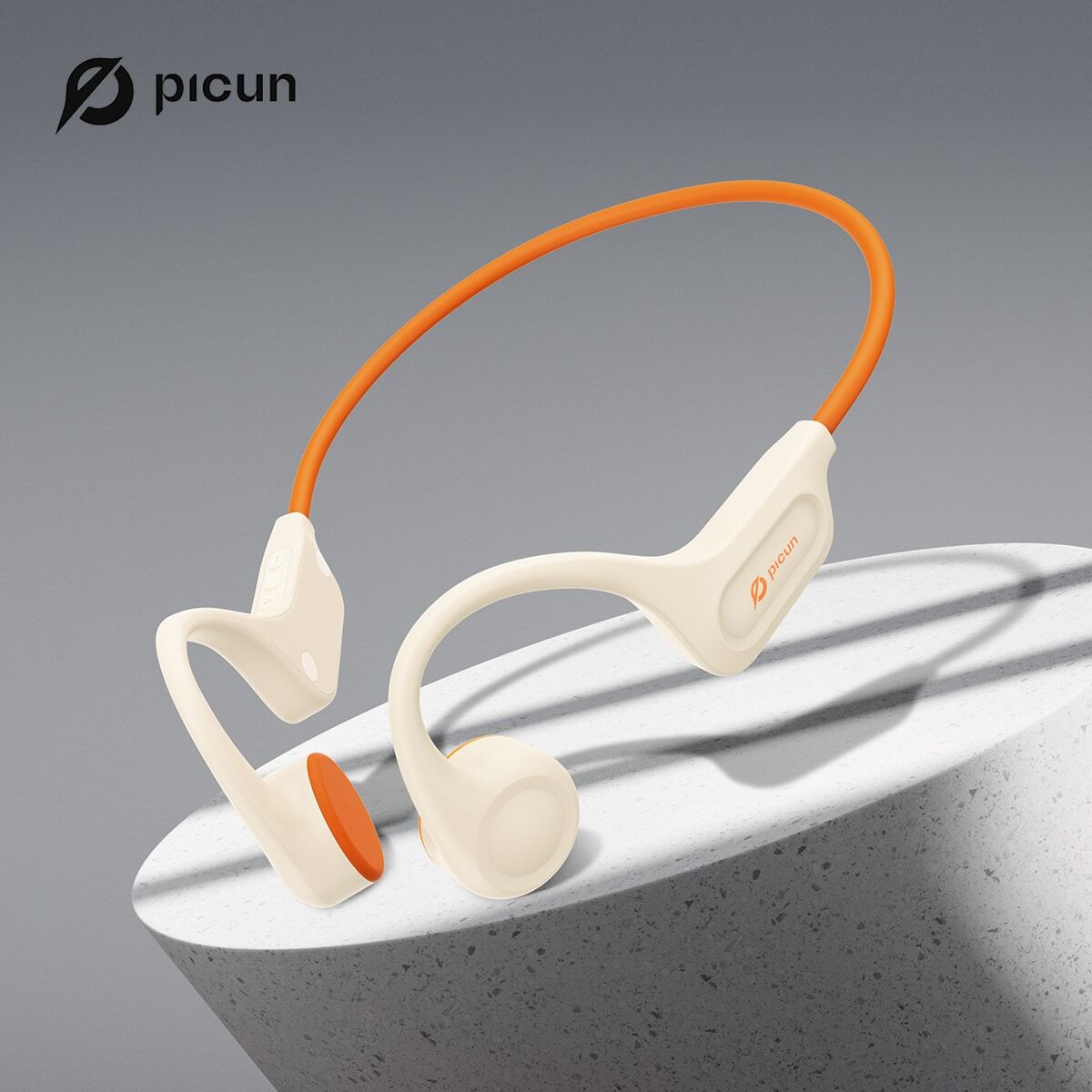 SHEIN Picun T1 Wireless Bone Conduction Headphones Panoramic Sound Open Ear Sports Headset With Mic Sweatproof For Running, Bicycling, Hiking,IPX8 Swimming Earphone Orange one-size