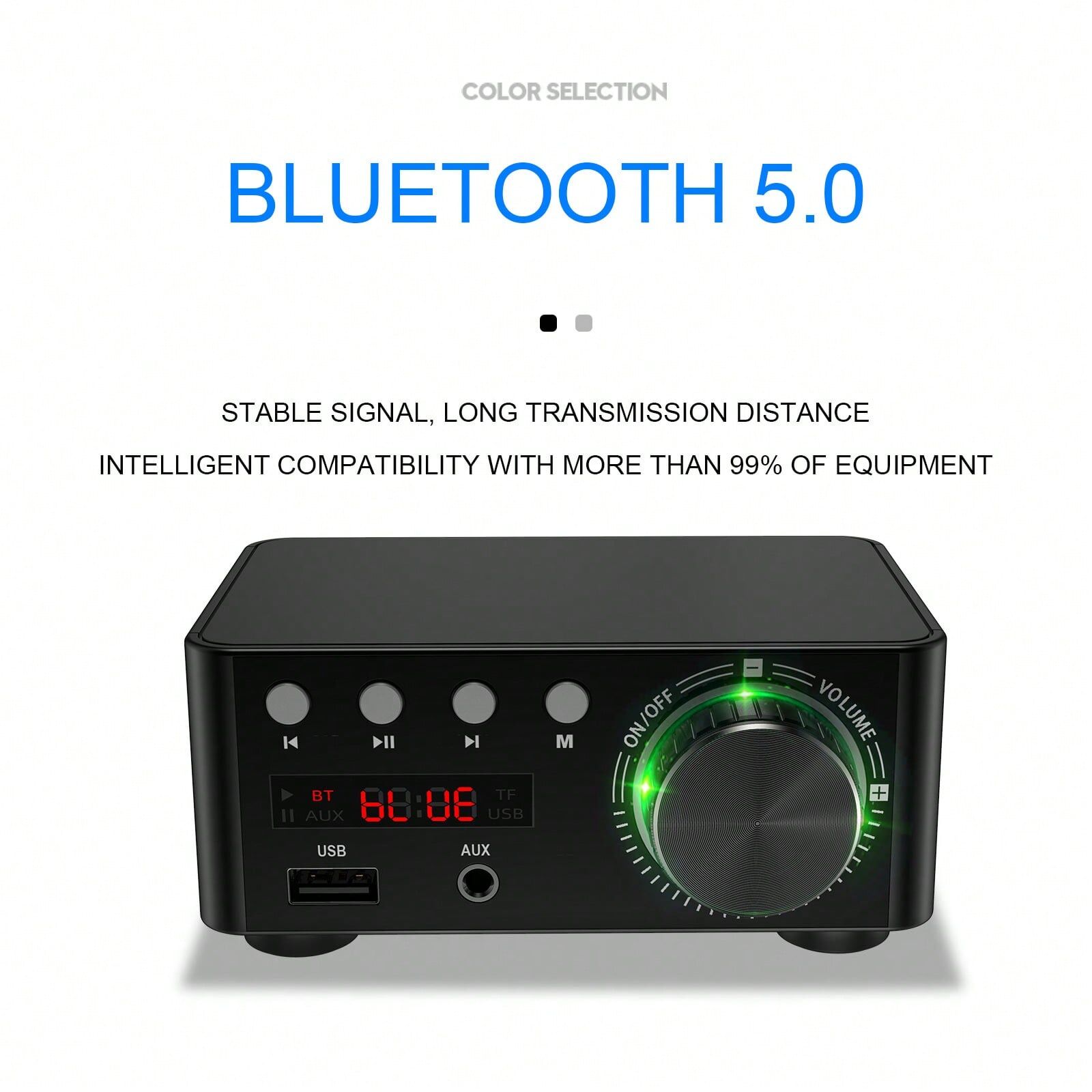 SHEIN HiFi Mini Bluetooth 5.0 Digital Power Sound Amplifier Stereo Audio Receiver USB Black