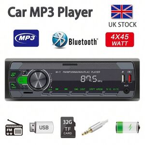 SHEIN Single DIN MP3 Player Embedded Head Unit Embedded Car Radio Stereo Remote Digital Bluetooth Audio Music Stereo 12V Car Radio USB/SD/AUX-IN + 32G Memory Card Black