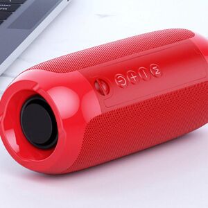 SHEIN Outdoor Speaker Waterproof Portable Wireless Column Loudspeaker Box Support TF Card FM Radio Aux Input Red one-size