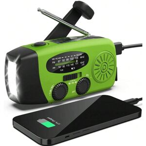 SHEIN Emergency Hand Crank Radio With 2000mAh Power Bank Phone Charger, AM/FM/NOAA Portable Weather Radio With 3 LED Flashlight, Solar Powered USB Rechargeable Radio For Indoor Outdoor Camping Green