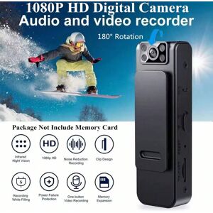 SHEIN 1pc Mini Clip-on Design 200w 1080p 4k Hd 180° Rotatable Camera Lens Camcorder With 4 Ir Night Vision Lights, Anti-shake, Clear Noise Reduction. Ideal For Outdoor Sports, Law Enforcement, Meeting, Driving, Motorcycle, And Night Vision Recording. Magn