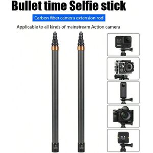 SHEIN For Insta360 X3 Accessories 290CM Carbon Fiber Selfie Stick For DJI Action 4/3/Gopro Sports Camera Super Long Selfie Stick Black