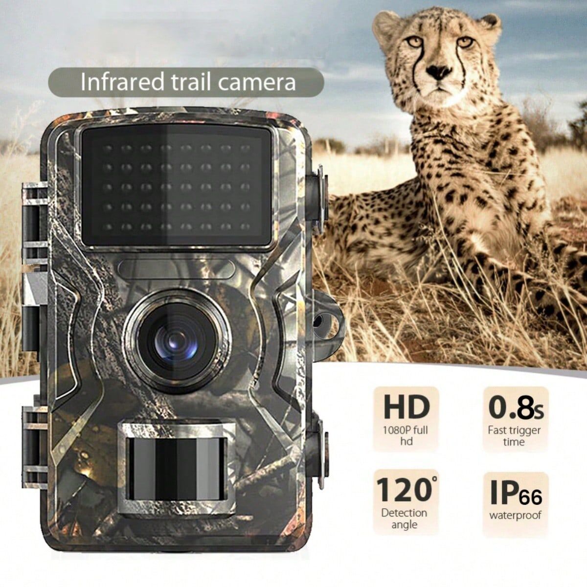 SHEIN 16mp 1080p Outdoor Wildlife Hunting Trail Camera With Infrared Night Vision And Motion Detection Waterproof Black one-size