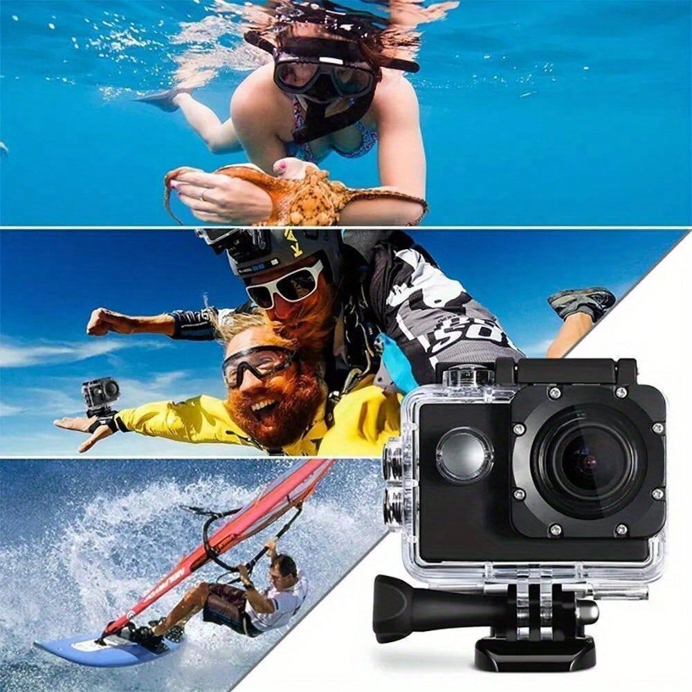 SHEIN Mini Action Camera 2 Inch Display Underwater Waterproof Video Recording Camera Sports Camera Black