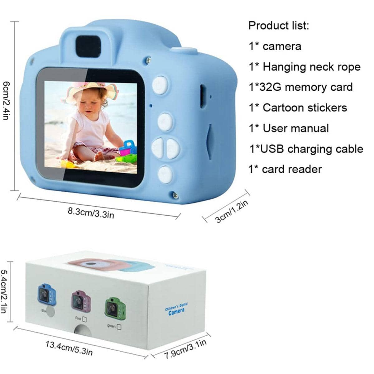 SHEIN 1pc Mini ABS Camera, Modern Blue Digital Camera For Kid's Birthday Gift Blue one-size