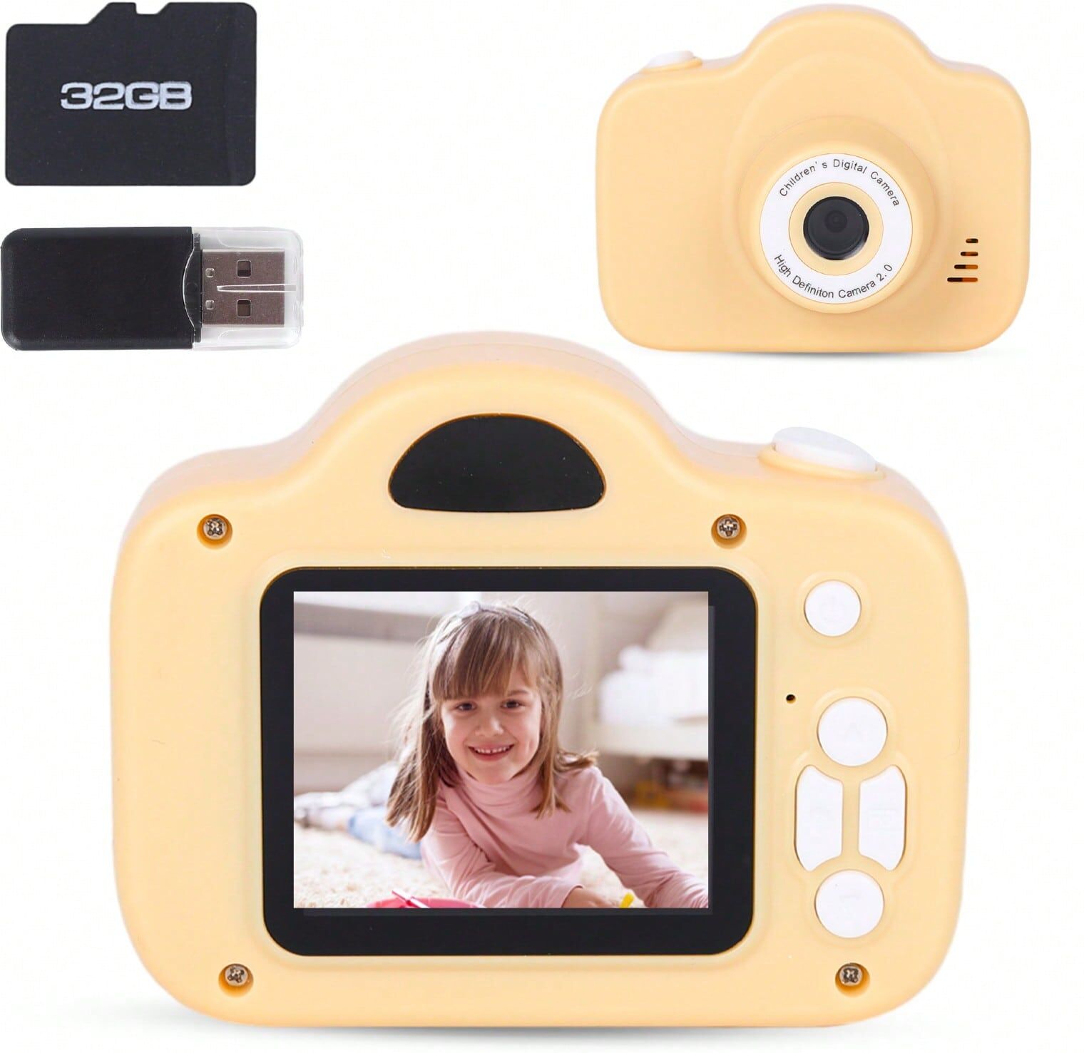 SHEIN Camera,Digital Camera Toys ,1080P HD Video Camera with 32GB SD Card Recorder for Unisex Birthday Gift, Award Gift,New Year Gift Yellow one-size