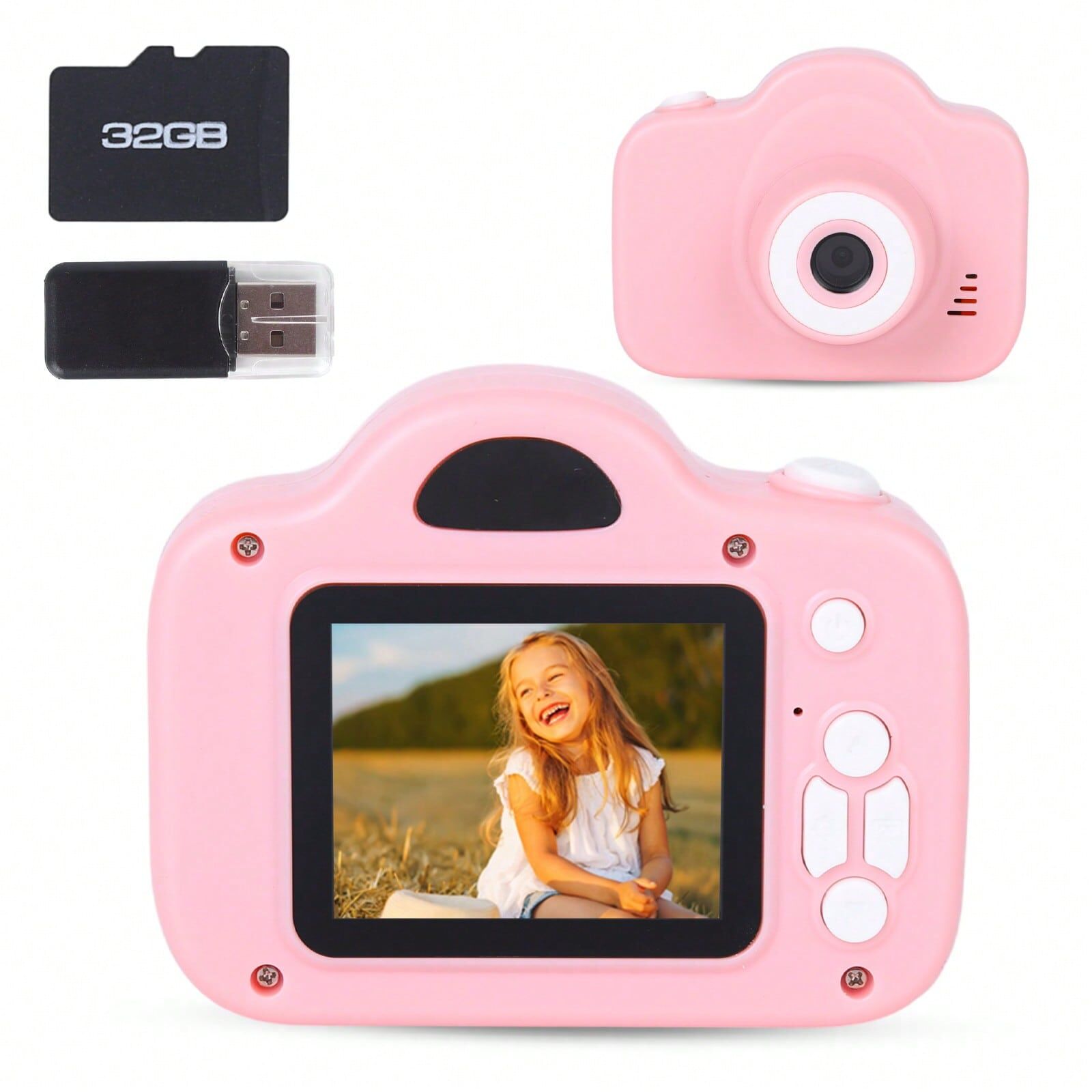 SHEIN Kids Camera,Digital Camera Kids Toys for 3-12 Years Girls Boys,1080P HD Video Camera with 32GB SD Card Kids Recorder for Unisex Kids Birthday Gift, Award Gift,New Year Gift (Pink) Pink one-size