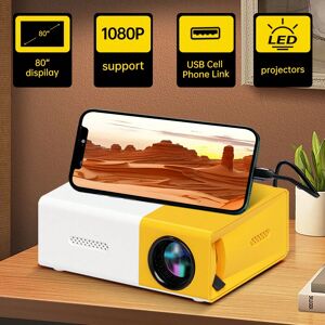 SHEIN Mini Projector, 1080P Office Portable Projector, 3000 Lumen Outdoor Movie Projector,Support For Laptop, Smartphone, Game Console,TV Stick,PC,Compatible With USB, HDMl, Audio, AV. Yellow
