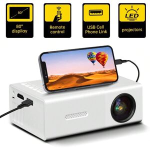 SHEIN Mini Projector, 1080P For Home Theater/Outdoor/Party/Office Portable Projector, For Laptop/Smartphone/Game Console/TV Stick,Compatible With USB, HDMl, Audio, AV. White