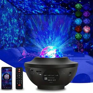 SHEIN 1pc Star Projector, Galaxy Projector for Bedroom with Remote Control,3 in 1 Night Light Projector with LED Nebula Cloud Moving Ocean Wave, Built-in BT Music Speaker, Starry Projector for Kids Adults Gaming Room, Home Theater, Ceiling, Room Decor Bla