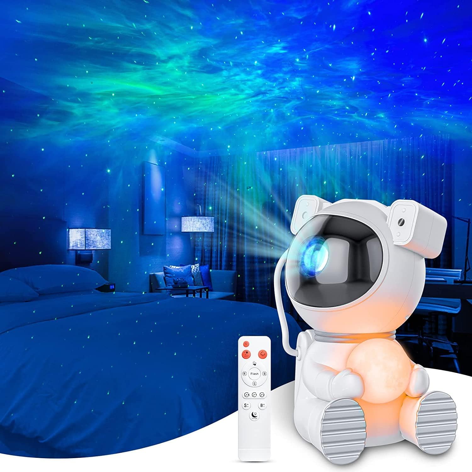 SHEIN Astronaut Star Projector 2.0 Night Light - 2023 Upgraded Galaxy Light Projector With Timer And Remote Control, Bedroom Star Projector, Perfect For Gifts White one-size