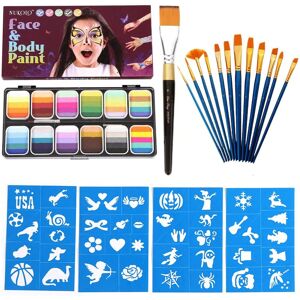 SHEIN 12 Grids 60 Colors Rainbow Body Painting Color Palette, Water-Based, Quick-Dry, Suitable For Halloween Makeup Multicolor one-size