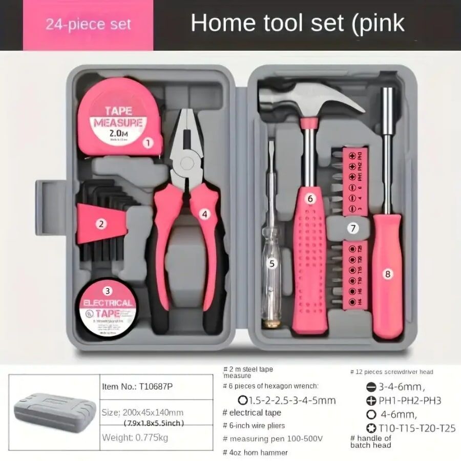 SHEIN Pink Screwdriver Set, Upgraded Small Precision Screwdriver Kit 24 In 1 With Case, Repairing Tool Set Gift For Women Compatible With PC, Electronic, Watch, Eyeglasses, DIY Project Pink one-size