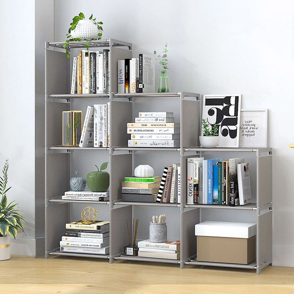 SHEIN 9 Cube Bookcase Shelf Display Furniture Storage Shelving Unit Living Room Office Grey