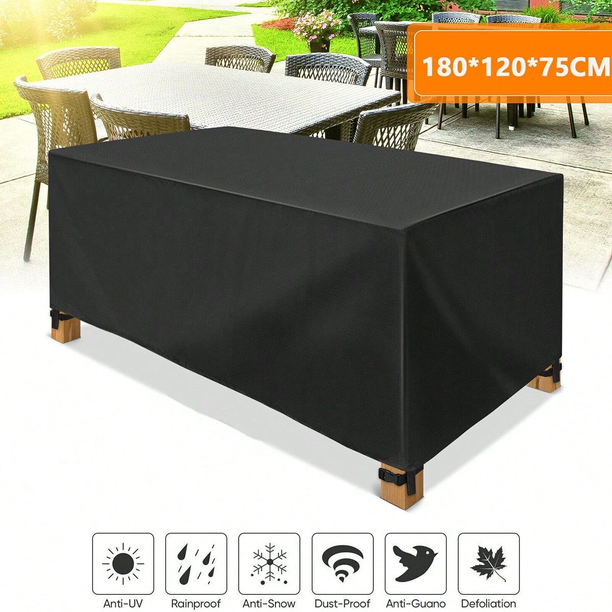 SHEIN Waterproof Garden Patio Furniture Cover For Rattan Table Cube Outdoor Heavy Duty Black