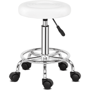 SHEIN JOESTAR Round Stool With Lines Rotation Bar Stool,Lift Stool Swivel Stool Spa Tattoo Facial Massage Salon Furniture,White White