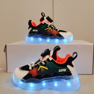 SHEIN Usb Charging Led Luminous Shoes With Rotated Button, Breathable Mesh For Kids' Casual Shoes, Running Shoes With Night Lights, Season: Spring & Autumn, Colorful & Changeable Light Shoes, Sports Shoes With Light Band Black EUR34,EUR35,EUR36,EUR37,EUR2