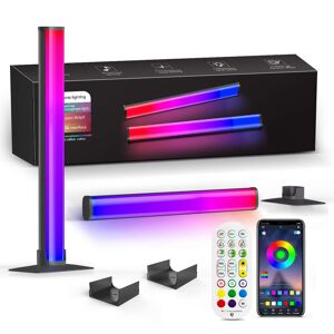 SHEIN 1 Set Computer/tv Rgb Colorful Gaming Atmosphere Light With Remote App Control, 5v Music, 24 Key Remote, 2pcs 30cm High-sensitivity 5050 Led Table Lamp. Suitable For Living Room, Bedroom, Game Room Multicolor one-size